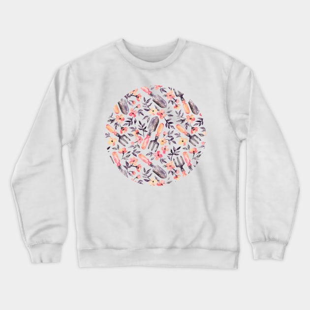 Spring Gardening - peach blossoms on cream Crewneck Sweatshirt by micklyn